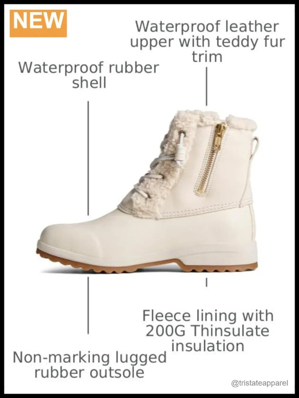 Sperry Women's Waterproof Ankle Snow Boots with Faux Fur Trim Fleece Lined